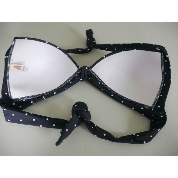 Unique Vintage Monroe Swim Top | L | Navy & White Pin Dot | Halter | Retro Pin-U - Picture 3 of 4